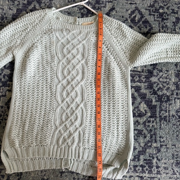 Light Blue Chunky Knit ZaraKnit Size Medium Reversible Button Up Sweater Heavy - Picture 8 of 9